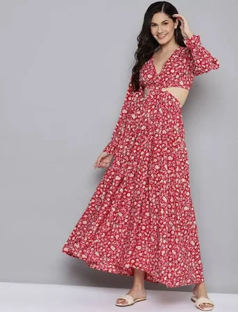 Sassafras Women's Floral Fit-Out Maxi Dress